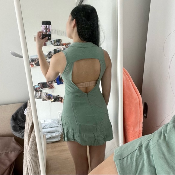 Open back button up mini dress - Picture 2 of 4